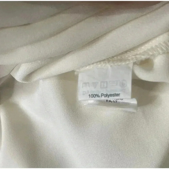 J Crew Top Womens Large Beige Button Neck Blouse Ruffles Flowy Long Sleeve - Picture 3 of 5